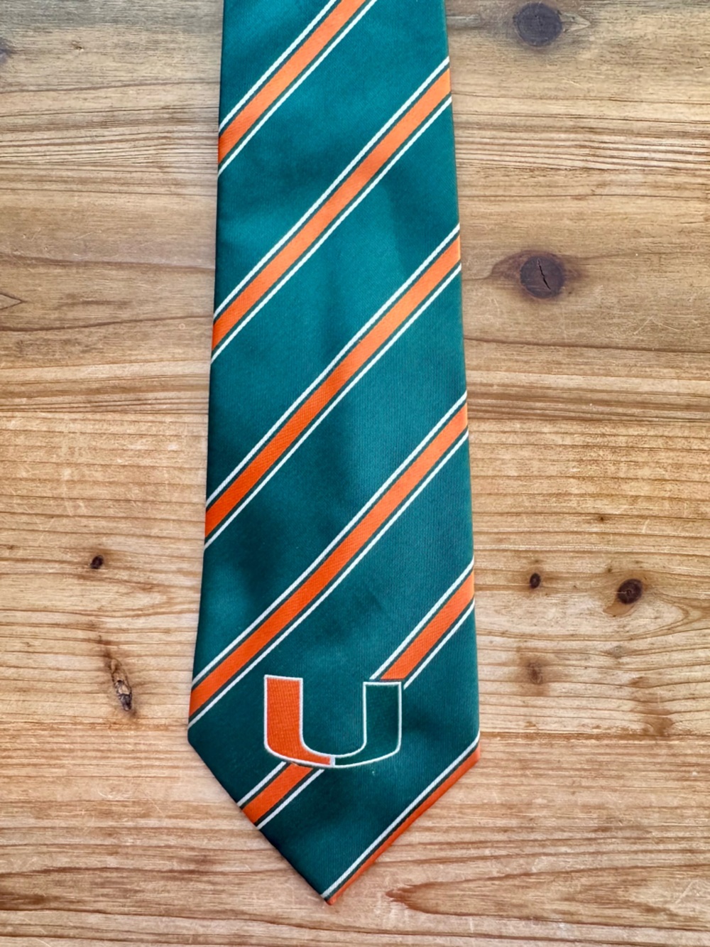 Miami Hurricanes UM‎ Men's Necktie College University Striped Green Neck Tie